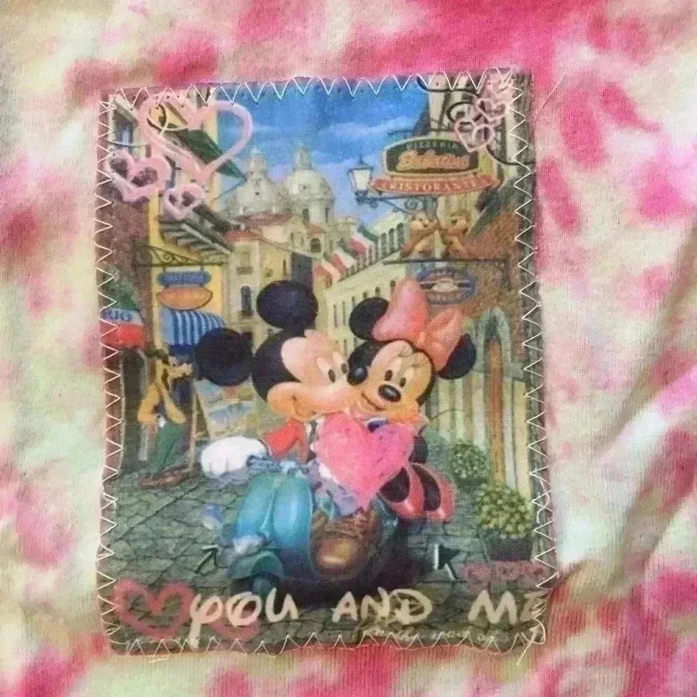 New! Disney Mickey and Minnie Tie dye tank lace handmade girl M